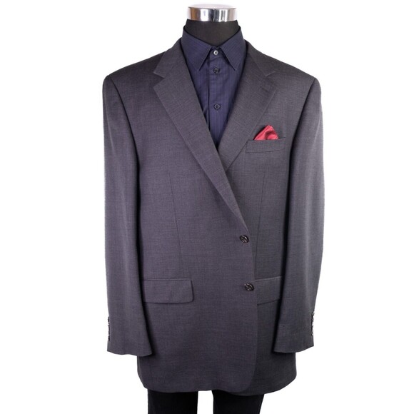 Ralph Lauren Mens Two Button Gray Blazer Wool Solid Sport Coat Jacket Size 48L - Picture 2 of 15